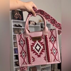 Wrangler Geometric Pink and Red Tote
